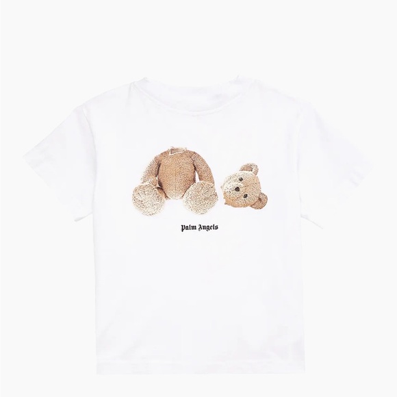 Palm Angels Bear Tee Top T -shirt White Brown Large - Picture 1 of 12
